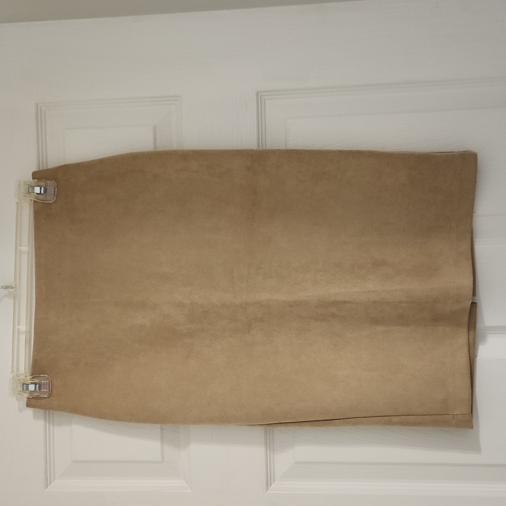 Tan suede pencil skirt